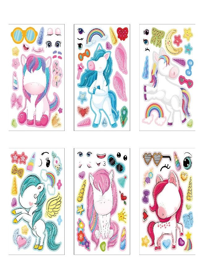 DaiUni 24 Sheets 8.27''×5.9'' Make Your Own Unicorn Stickers for Kids Toddlers, Make a Face Stickers for Kids Party Favors Activities  - Image 3
