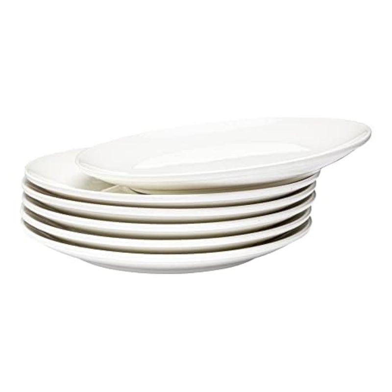 Vikko Vikko Dinner Plate Set of 6 White Plates Ceramic Dinner Plates Set Stackable 10 Inch Dinner Plates for Every Day and Special Occasion Restaurant Style Dishwasher Safe Microwave Safe 