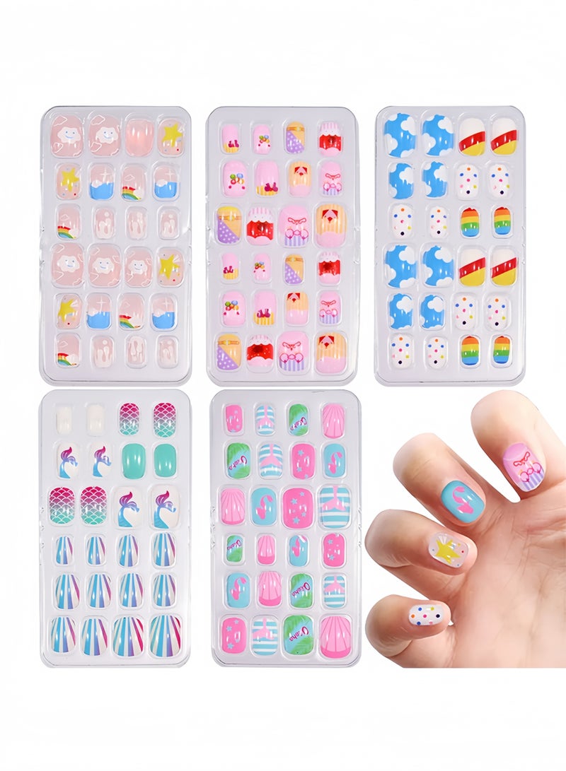 Generic 120Pcs Kids Press On Nails Set with Jelly Glue – Cartoon Short Fake Nails for Girls, Full Cover, Gift for Birthday Party  - Image 2