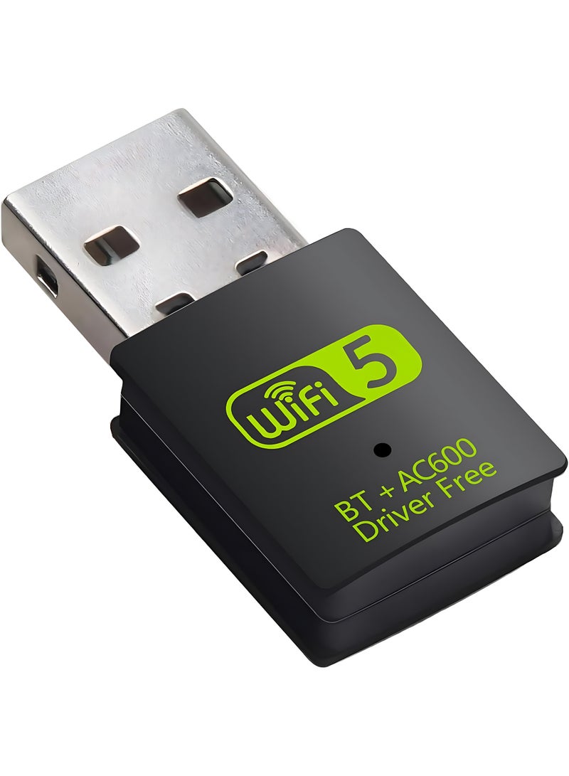Aethar USB WiFi Bluetooth Adapter, 600Mbps Dual Band 2.4/5GHz Wireless Network External Receiver, Mini WiFi Dongle for PC/Laptop/Desktop Computer Drivers Free Green WI-FI - Image 1