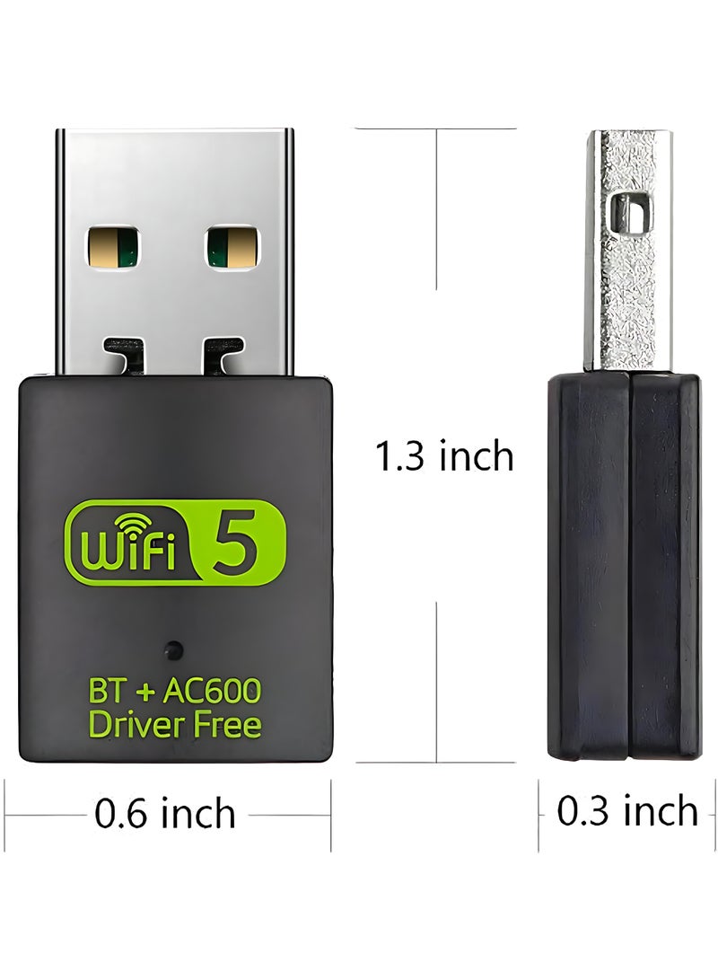 Aethar USB WiFi Bluetooth Adapter, 600Mbps Dual Band 2.4/5GHz Wireless Network External Receiver, Mini WiFi Dongle for PC/Laptop/Desktop Computer Drivers Free Green WI-FI - Image 2