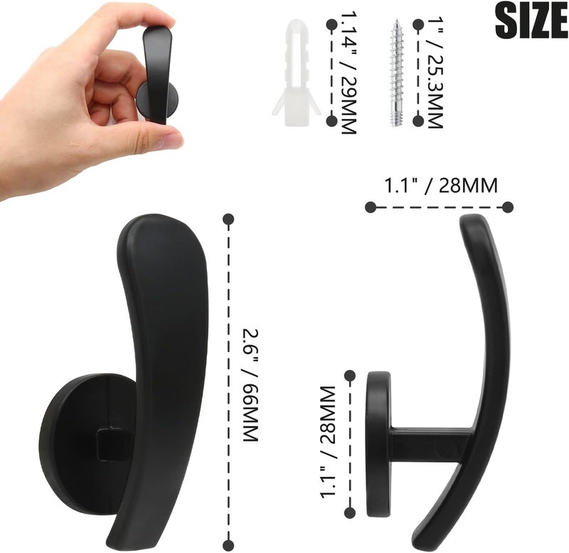 Rierdge 4 Pack Black Curtain Tieback Hooks, Curtain Holdback Hooks for Wall Mounted, Decorative Hooks Drapery Tiebacks with Screws (4 Pack Black) - Image 4