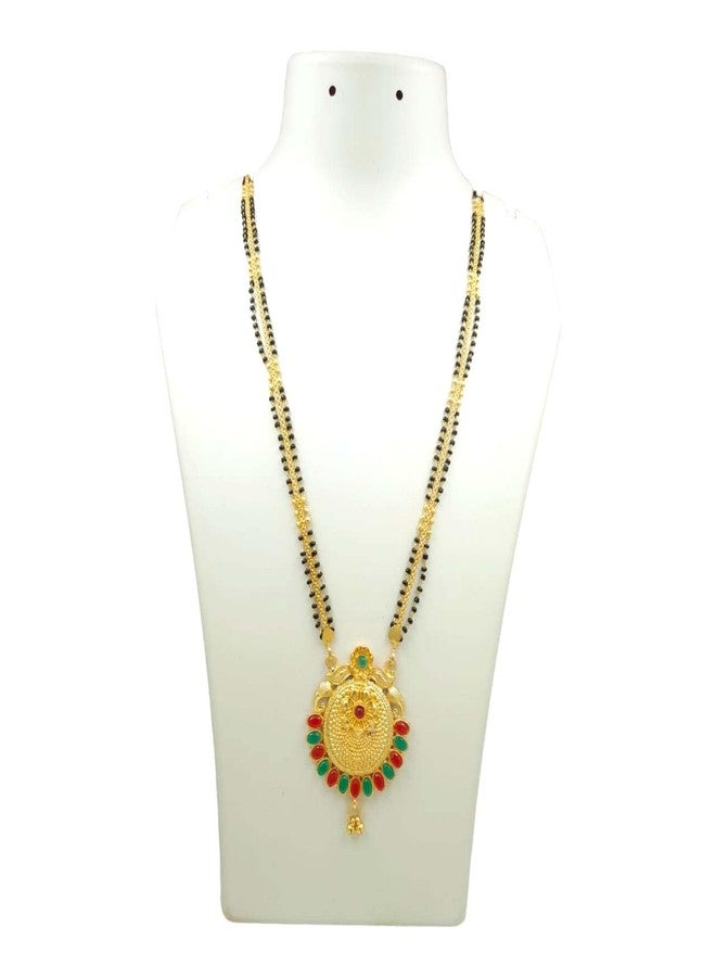 Swaroop Designer Mangalsutra For Women Stylish New Gold Plated Mangalsutra Long Size Heavy Design Long Black Bead Chain 181 - Image 2