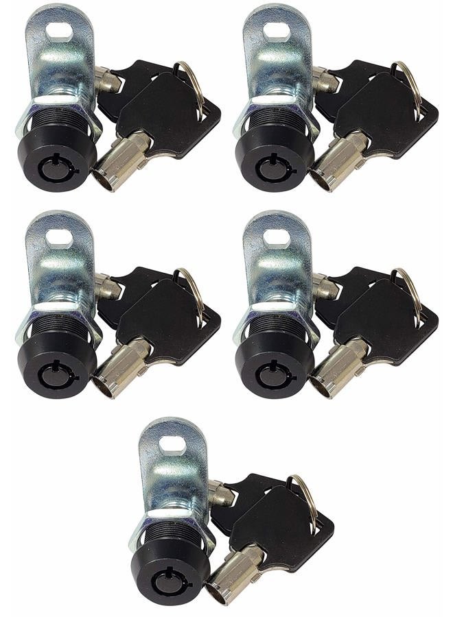 Admiral Locks Tubular Cam Lock, Keyed Alike Removable Key RV Compartment Storage Lock Cabinet Locks (Black Pack of 5, 5/8" 90°) - Image 1