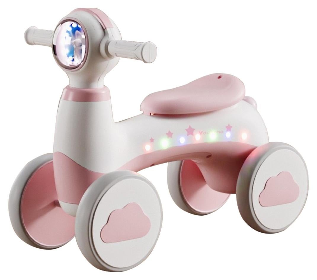 Children's Balance Bike, 4-Wheel Balance Bike for Boys and Girls 1-6 Years Toddler and Baby, Ride on Toys with Light and Music Indoor Outdoor Fun