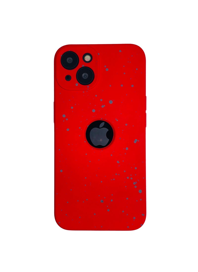 LEEKA - iPhone 13 New Dotted Design Glow Feel PKK Silicone Case for iPhone 13 Red - Image 1