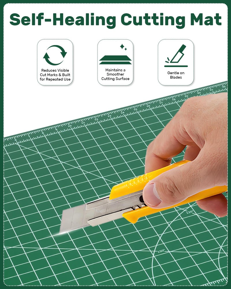 Tujurich Self Healing Cutting Mat, 36" x 24", Double-Sided Rotary Cutting Mat for Sewing, Quilting, Scrapbooking, Fabric & Craft Cutting Board (A1), Green - Image 3