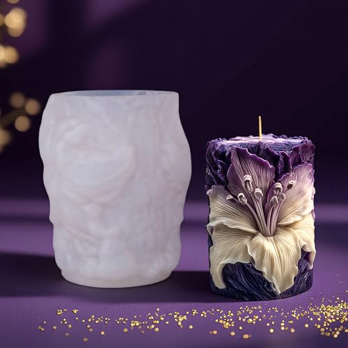 EVERELAM Flower Succulent Tulip Rose Cylinder Molds Silicone Wave Spiral Candle Mold - Silicone Resin Casting Molds for Candle & Resin & Soap Craft Supplies - Image 4