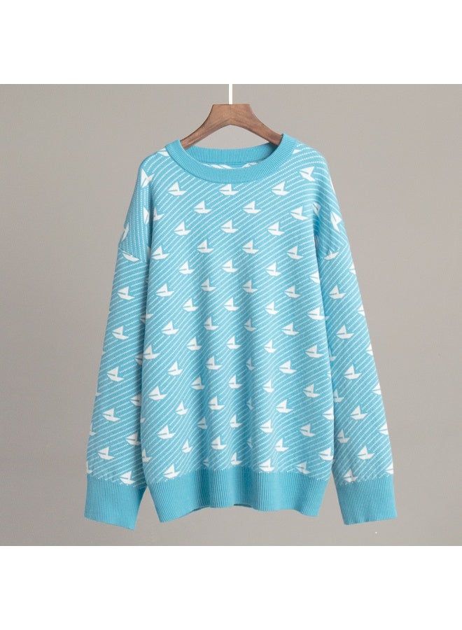 NIBEMINENT Knit Jumper Women O Neck Printed Embroidery Sweater Fashion Long Sleeve Pullover Autumn Winter  Loose Sweaters - Image 1