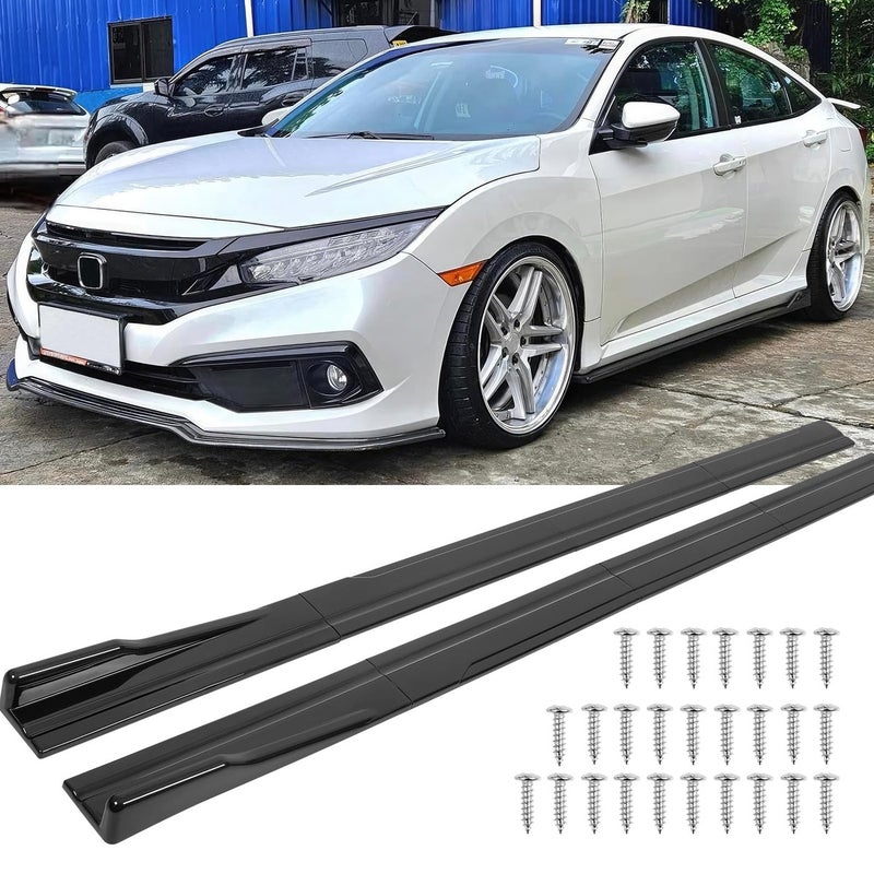 DREAMOTOR 2PCS Universal Car Side Skirts 866 Side Skirts Extension Splitter Lip Car Rocker Panels Side Skirt Body Kit Compatible with Honda Civic Toyota Corolla Nissan Altima VW Chevrolet Camaro