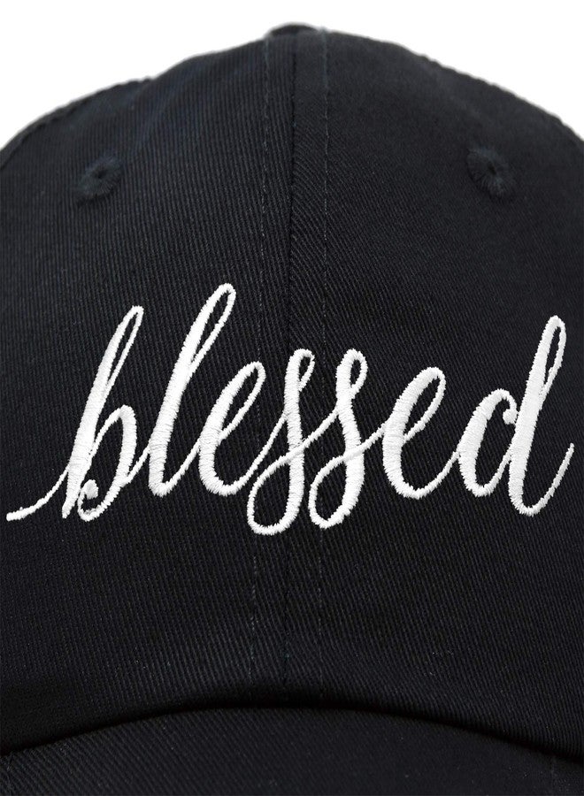 DALIX Blessed Women's Baseball Cap Soft Cotton Dad Hat in Black - Image 2