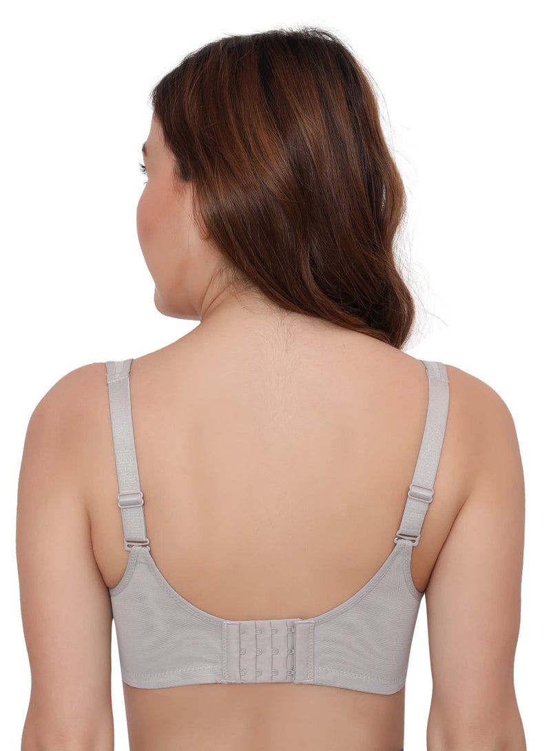 Glamroot Full Support Minimizer Everyday Bra for Women Full Coverage | Wireless| Padded With Seamless Soft Cups, Grey, B-Cup - Image 2