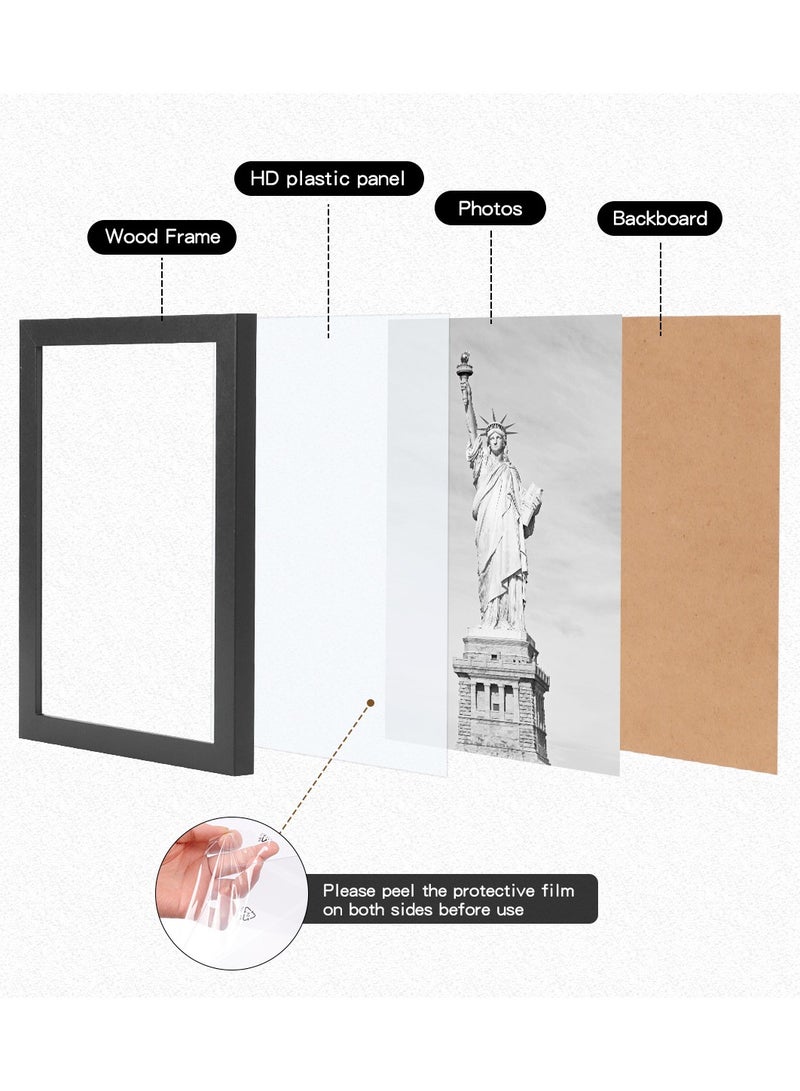 Oasisgalore A4 Picture Frame Set of4, Display Pictures 15x20CM with Mat or 21x30CM Without, Wall Gallery Poster Frames, Black - Image 4