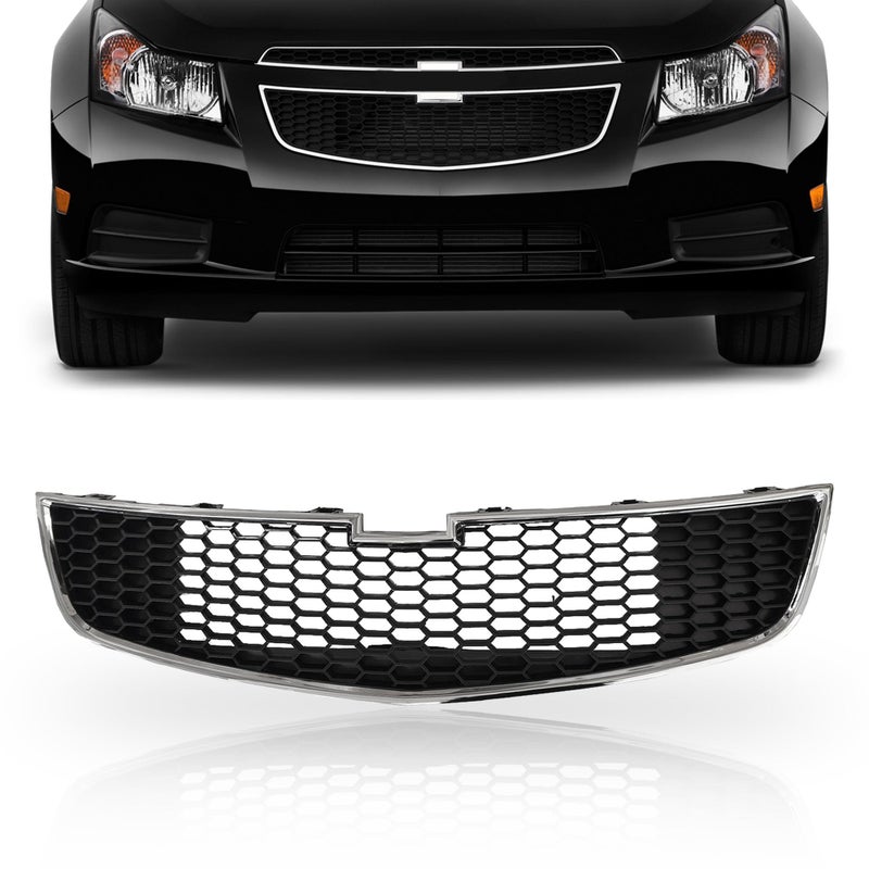 PartsFlow Front Bumper Grille Lower Black Grill With Chrome Trim For 2011 2012 2013 2014 Chevrolet Chevy Cruze GM1200624 95225615