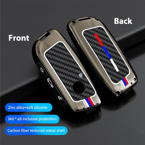 OLLEN Heavy Zinc Alloy Key Fob Cover, Fit for BMW 2023~up New 5/7 Series 740i 760i X1 X2 X3 X5 X6 X7 XM IX IX3 I5 I7 ect, Full Protection Remote Fob Cover with Carbon Fiber Pattern, Gunmetal (1 Pcs) - Image 3