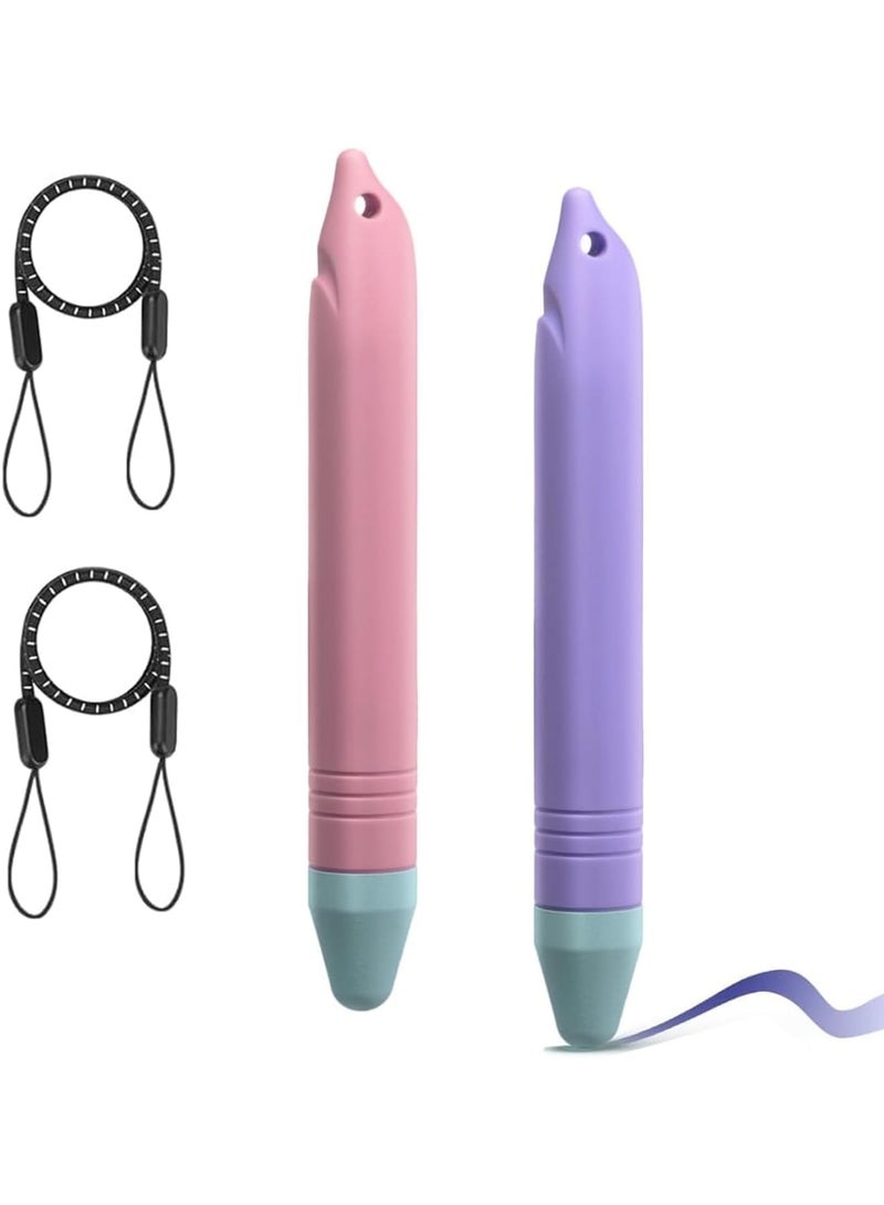Kids Stylus Pens for Touch Screens, Anti Rolling Tablet Stylus with Tethers Compatible with iPad Android and All Touch Devices, 2 Pack Durable Lightweight Drawing Writing Tool for Children Students - Image 1