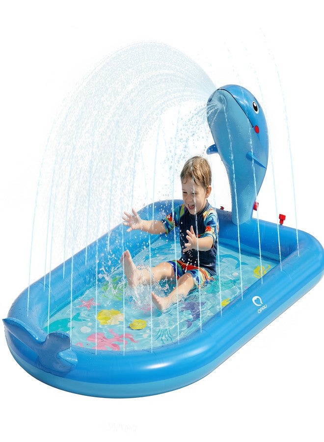 QPAU Unique Gifts for One Year Old,Blue Whale Toy Splash Pad for Toddlers,Inflatable Pool for Birthday Girl＆Boy Gifts 1 Year Old Girl＆Boy Gifts - Image 1