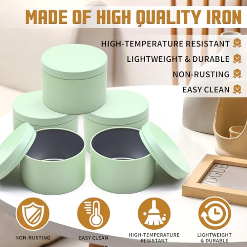 YJHSS 24-Pack 8oz Candle Tins with Lids, Metal Candle Jars for Candle Making, Bulk Empty Containers for Beginners & DIY Storage -Green - Image 4