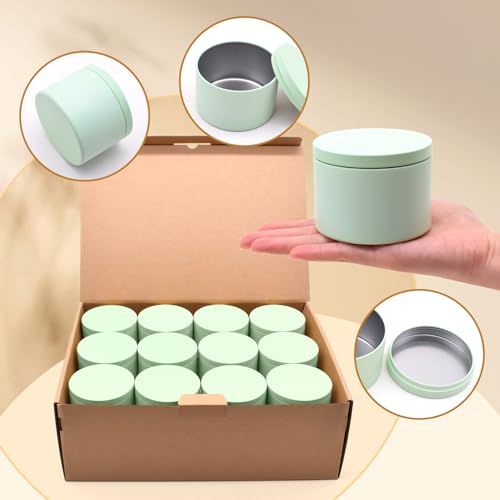YJHSS 24-Pack 8oz Candle Tins with Lids, Metal Candle Jars for Candle Making, Bulk Empty Containers for Beginners & DIY Storage -Green - Image 3