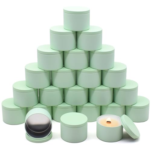 YJHSS 24-Pack 8oz Candle Tins with Lids, Metal Candle Jars for Candle Making, Bulk Empty Containers for Beginners & DIY Storage -Green - Image 1