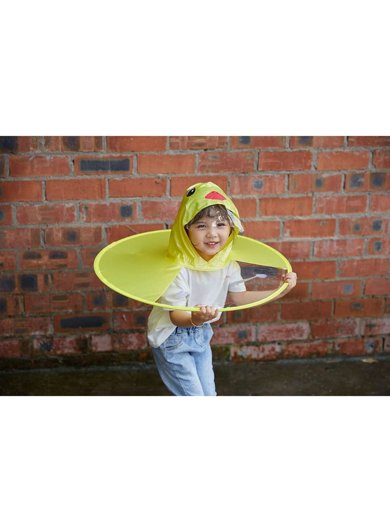 Raincoat Cartoon Kids Umbrella, Flying Saucer Umbrella, Portable Reusable Raincoats Hand Free Umbrella Hat, Children Comic Cute Yellow Duck Hat, Suitable Height 120-150cm - Image 2