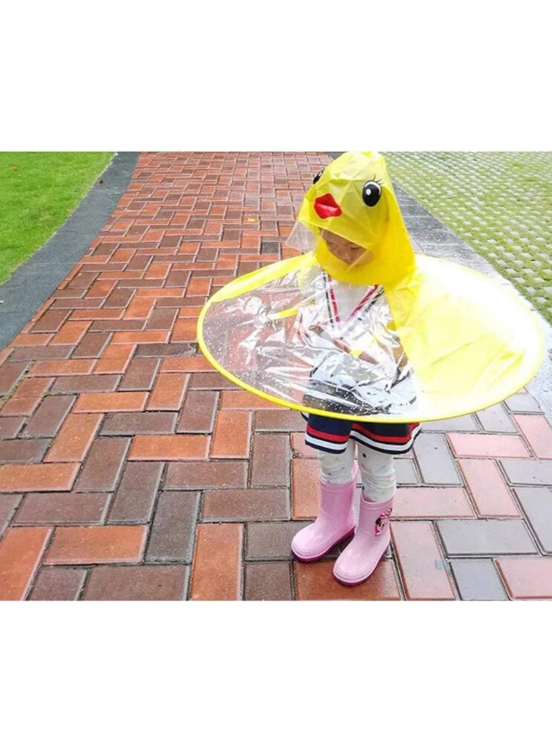 Raincoat Cartoon Kids Umbrella, Flying Saucer Umbrella, Portable Reusable Raincoats Hand Free Umbrella Hat, Children Comic Cute Yellow Duck Hat, Suitable Height 120-150cm - Image 5