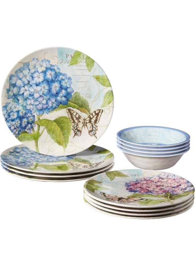 Certified International أطباق عشاء حديقة الهيدرانجيا المعتمدة متعددة الألوان - Image 1