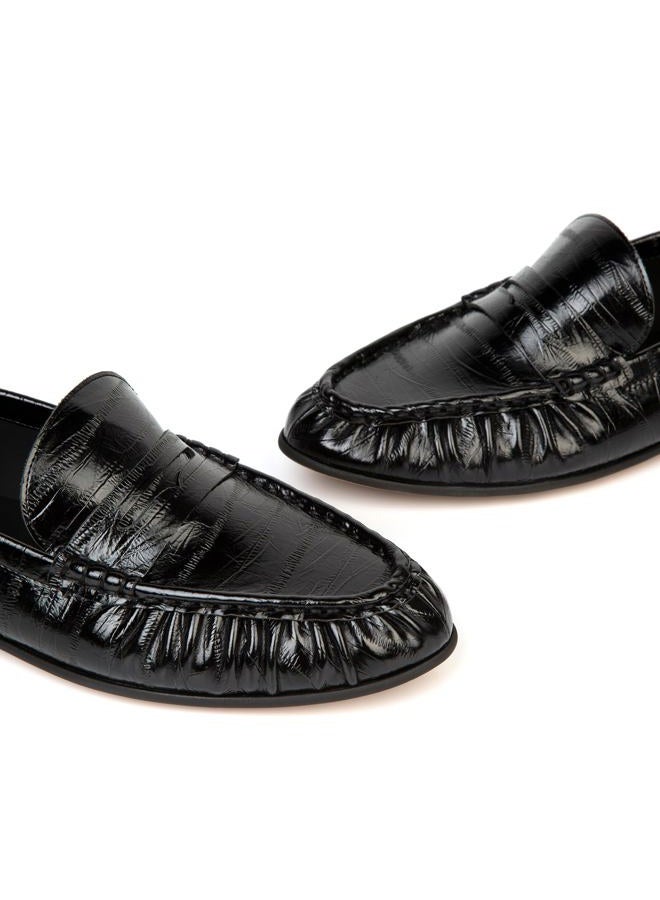 BeeLg Penny Loafers for Women Suede Flats Shoes Casual Loafer Dressy Vintage Work Business Flat Shoe, Black, 10 - Image 5
