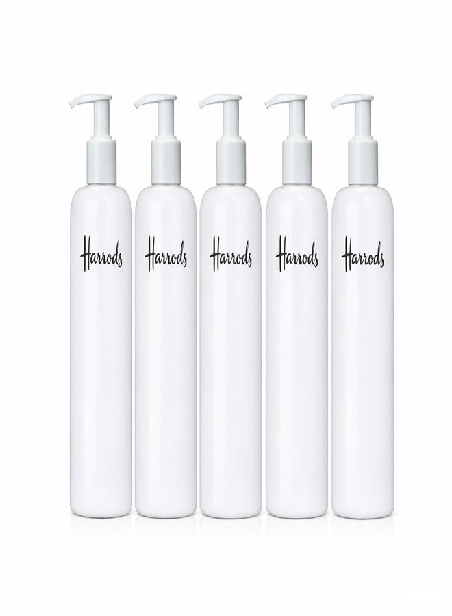 HARRODS 500ml White Refillable Shampoo Pump Bottles (Pack of 5) | BPA-Free Plastic Liquid Soap & Lotion Dispenser Set | Durable Bathroom Containers with Pump for Handwash & Conditioner - Image 1