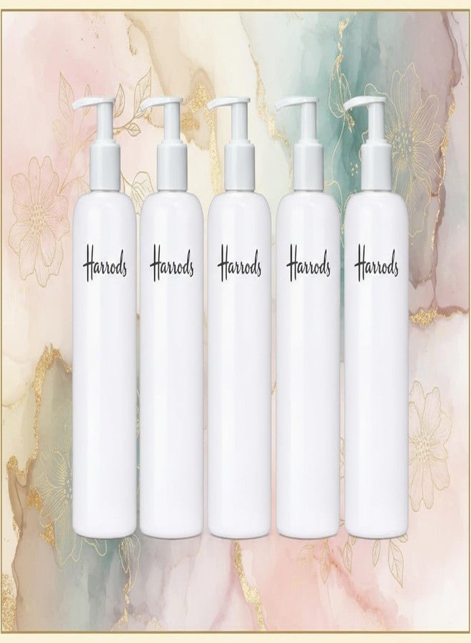 HARRODS 500ml White Refillable Shampoo Pump Bottles (Pack of 5) | BPA-Free Plastic Liquid Soap & Lotion Dispenser Set | Durable Bathroom Containers with Pump for Handwash & Conditioner - Image 3