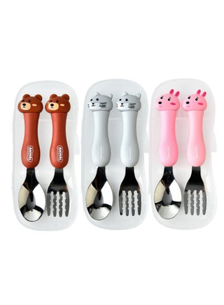 NOVOLAN Portable Children Tableware Set - 304 Stainless Steel Animal Fork & Spoon Two-Piece Set - 3 Pack with Bear, Cat, Rabbit - Includes Storage Box - Ideal for Kids' Picnics, Camping, and Parties - pzsku/ZADA8A10007C50F9A62CDZ/45/_/1729405843/de007ca7-d9cd-4c85-bdd6-457d1ea8908a