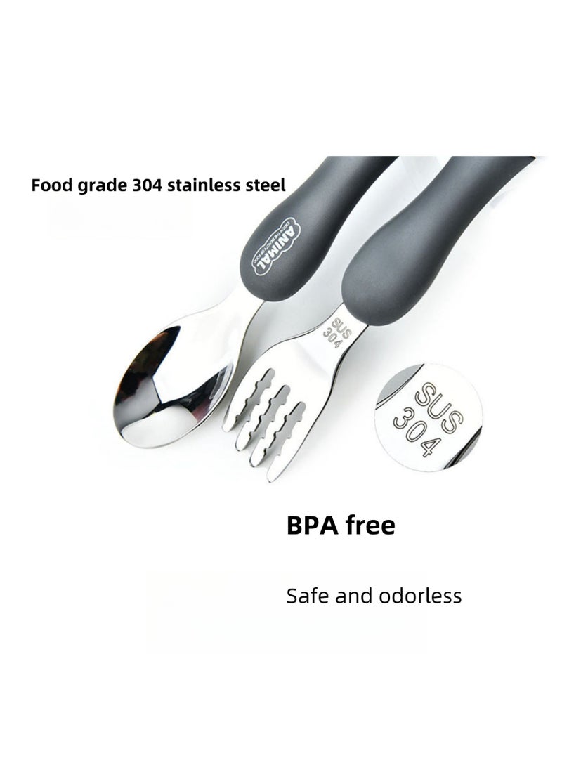 NOVOLAN NOVOLAN Portable Children Tableware Set - 304 Stainless Steel Animal Fork & Spoon Two-Piece Set - 3 Pack with Bear, Cat, Rabbit - Includes Storage Box - Ideal for Kids' Picnics, Camping, and Parties  - Image 3