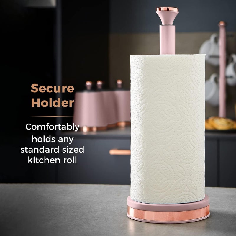 Tower T826133PNK Cavaletto Towel Pole Kitchen Roll Holder with Soft Underliner, Marshmallow Pink and Rose Gold - Image 4