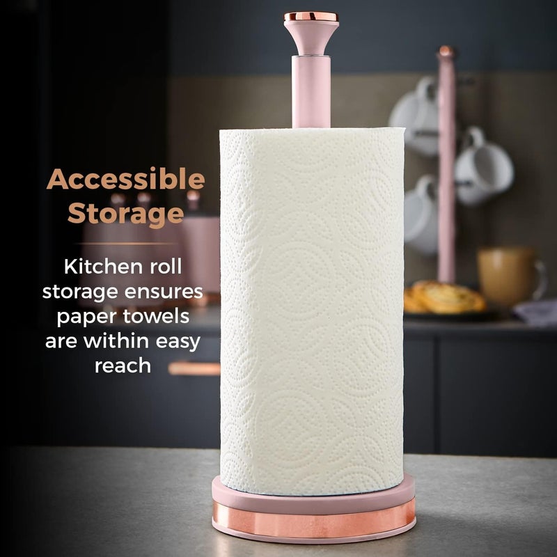 Tower T826133PNK Cavaletto Towel Pole Kitchen Roll Holder with Soft Underliner, Marshmallow Pink and Rose Gold - Image 2