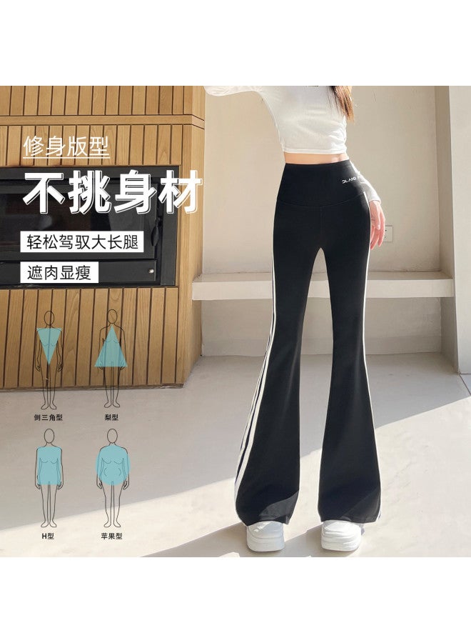 PLANDOO New Women'S Leggings For Autumn And Winter, Striped Black Yoga Pants, High-Waisted Lifting Bootcut Flared Pants - Image 5