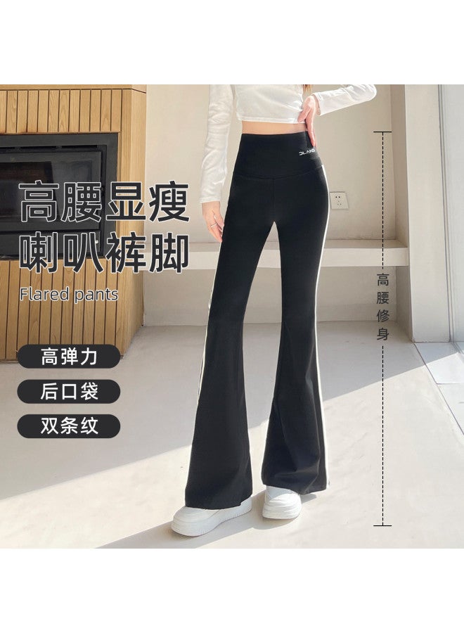 PLANDOO New Women'S Leggings For Autumn And Winter, Striped Black Yoga Pants, High-Waisted Lifting Bootcut Flared Pants - Image 4