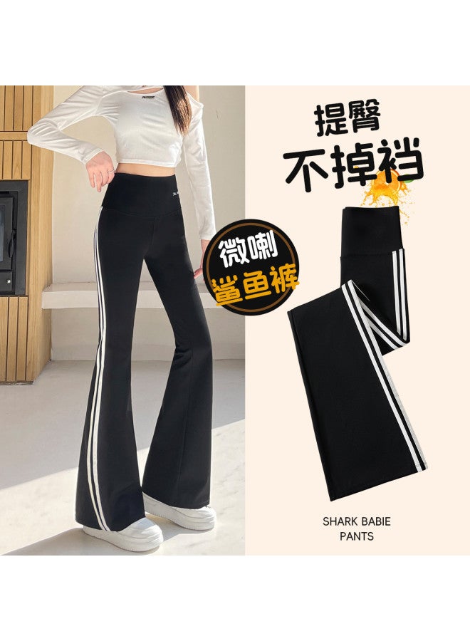 PLANDOO New Women'S Leggings For Autumn And Winter, Striped Black Yoga Pants, High-Waisted Lifting Bootcut Flared Pants - Image 2