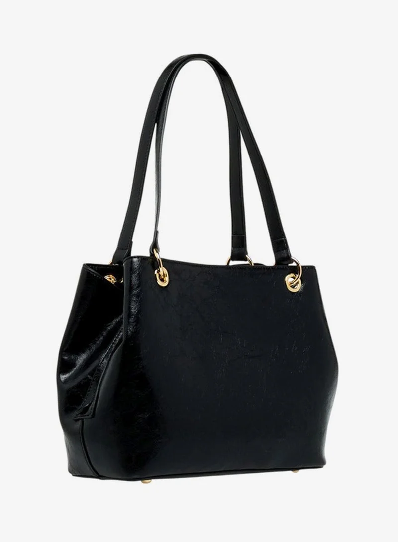 Le Confort BLACK Women Textured Tote Bag with Detachable Strap and Zip Closure for Women | Best Price UAE