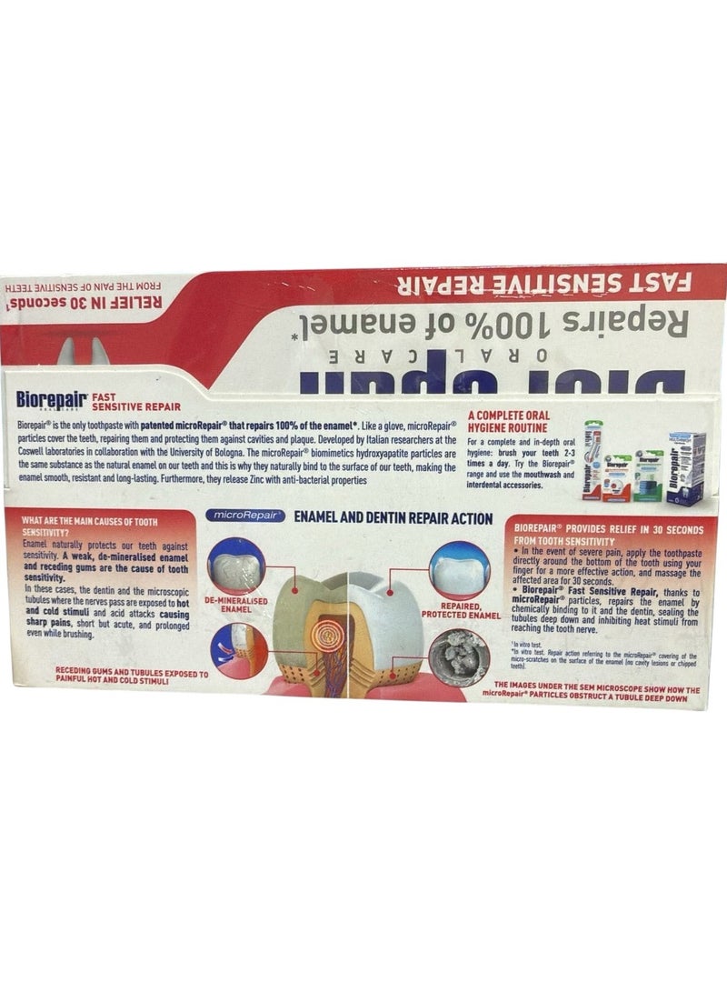 Biorepair معجون أسنان إصلاح سريع وحساس مع microRepair، تركيبة جديدة - 2.5 أونصة سائلة (75 مل) أنابيب (عبوة من 2) - Image 2