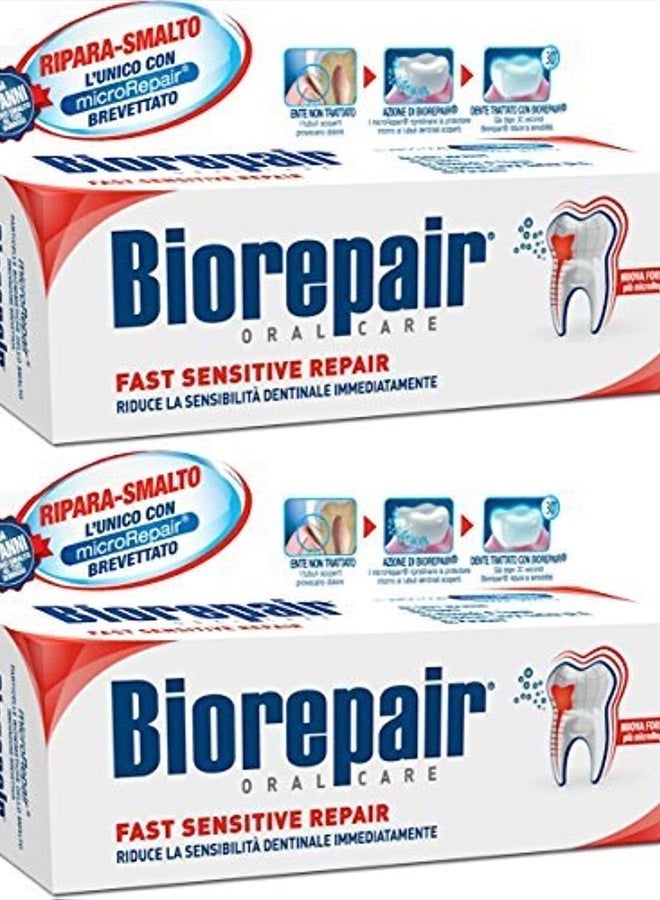 Biorepair معجون أسنان إصلاح سريع وحساس مع microRepair، تركيبة جديدة - 2.5 أونصة سائلة (75 مل) أنابيب (عبوة من 2) - Image 4