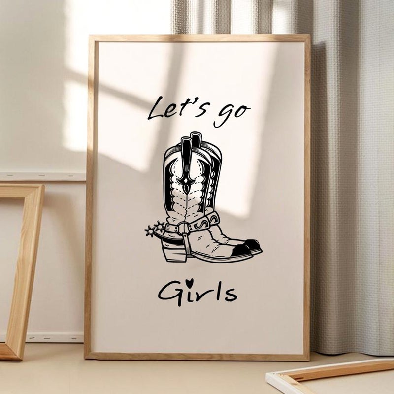 TNESSENTIAL Let's Go Girls Art Canvas Poster, Trendy Wall Art, Girls Aesthetic Decor, Retro Home Decor, Printed Gift - Image 1