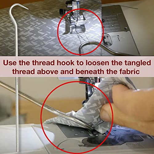 Madam Sew Birds Nest Untangling Tool Kit – Thread Hook and Stitch Releaser Set with Spare Blade Resolves Thread Bunching Under Fabric and Embroidery Hoops – Long Steel Quilting and Sewing Tools - Image 4