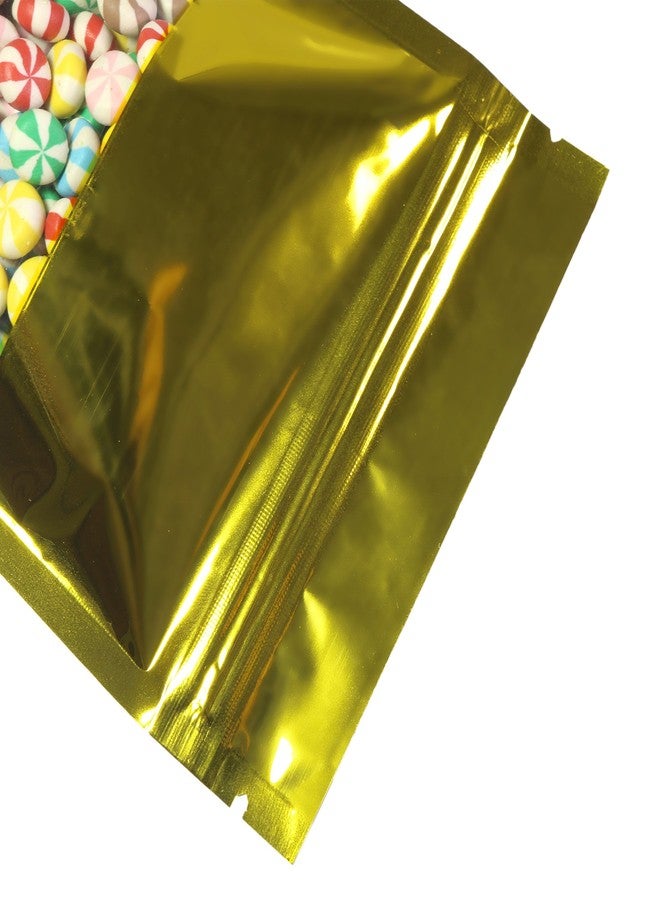 QQ Studio 100 Shiny Colored Aluminum Mylar Foil Clear Window Reclosable QuickQlick™ Stand-Up Bags (6" x 9", Gold) - Image 4