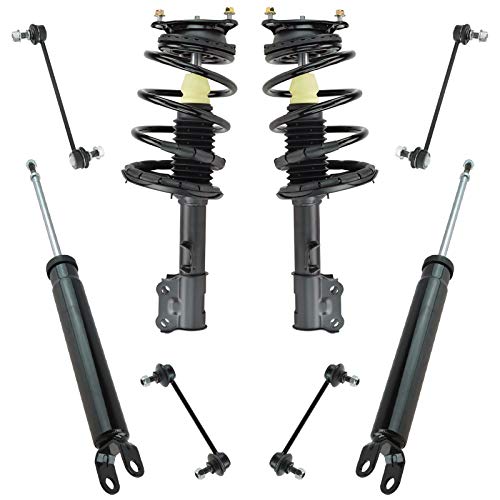 TRQ Front and Rear Suspension Kit Complete Strut & Coil Spring Assembly Shock Absorber Sway Bar Stabilizer Link Compatible with 2007-2010 Hyundai Elantra - Image 1
