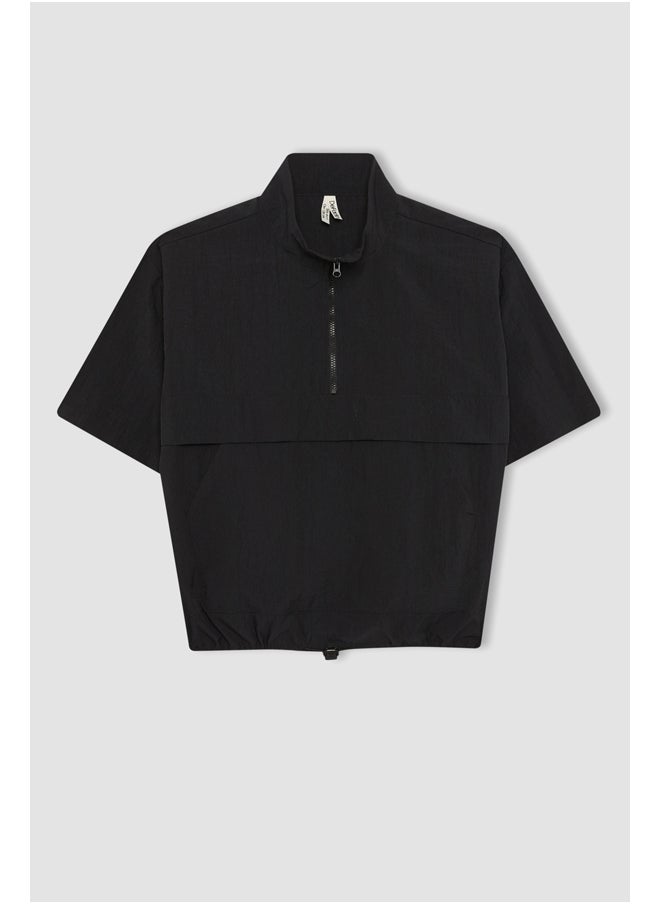 DeFacto - Girl Cropped Fit Woven Short Sleeve Blouse - Image 1