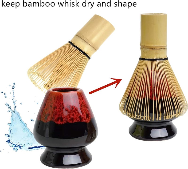 ZUHSA Matcha Tea Whisk Holder Ceramic Holder for Bamboo Chasen fit for Matcha Chasen Tea Set Accessories (A) - Image 3