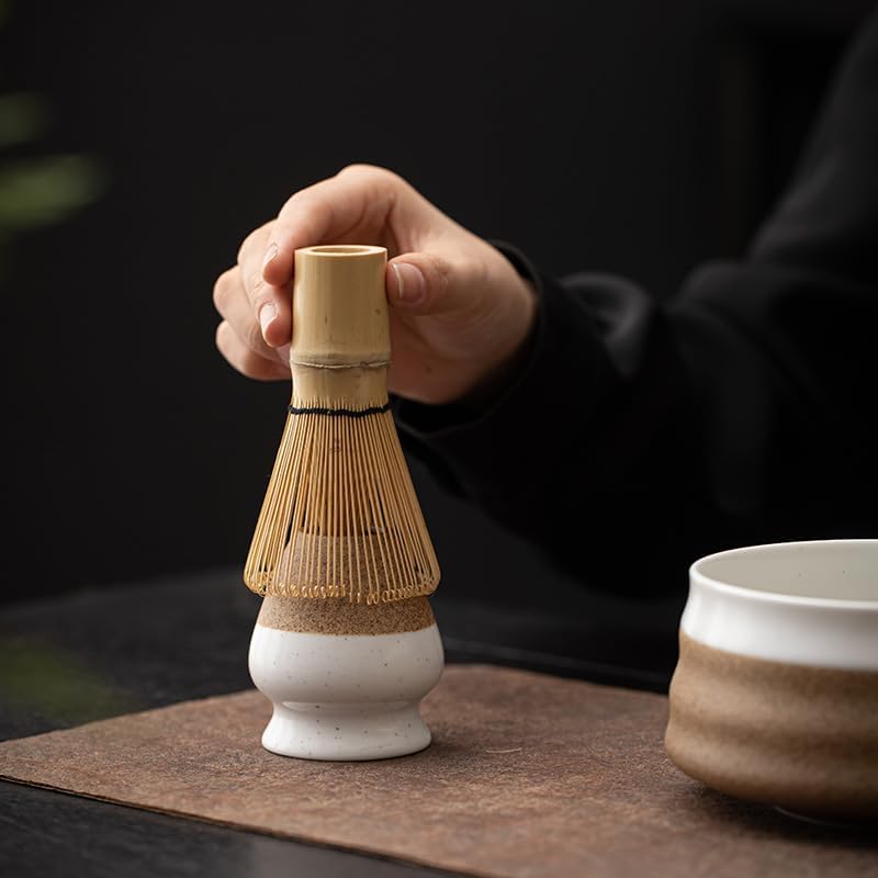 ZUHSA Matcha Tea Whisk Holder Ceramic Holder for Bamboo Chasen fit for Matcha Chasen Tea Set Accessories (A) - Image 1