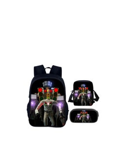 3 Pcs Skibidi Toilet  School Bag Satchel Pencil Case Animated Game Skibidi Toilet Man Gifts For Kids TV Man Toilet Man Titan Man