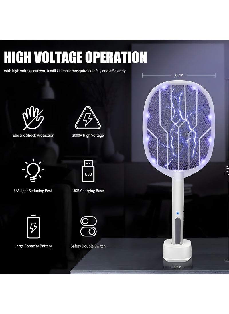 VMK GLOBAL - VMK Electric Mosquito Zapper, USB Rechargeable Fly Killer Racket, 5000V High Power Fly Zapper, Bug Zapper Racket with Charging base, Mosquito Killer Racket for Insect Killer for Flies, Gnats, and More - Image 1