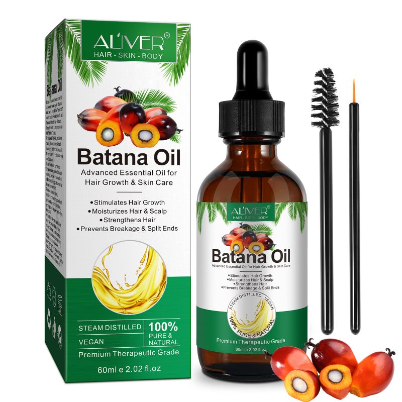 ALIVER Hair Growth Oil - 100% Natural Cold-Pressed Batana Oil, Enhances Radiance, Combats Hair Loss & Repairs Damage - 2.02 Fl Oz - Image 1